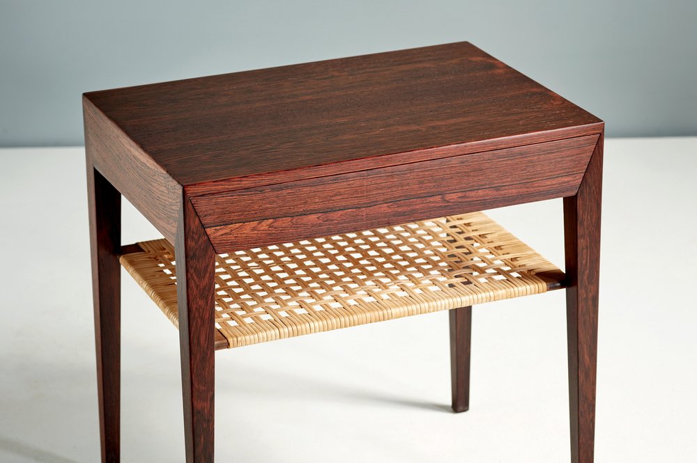 Pair of Bedside Tables with Cane Shelf