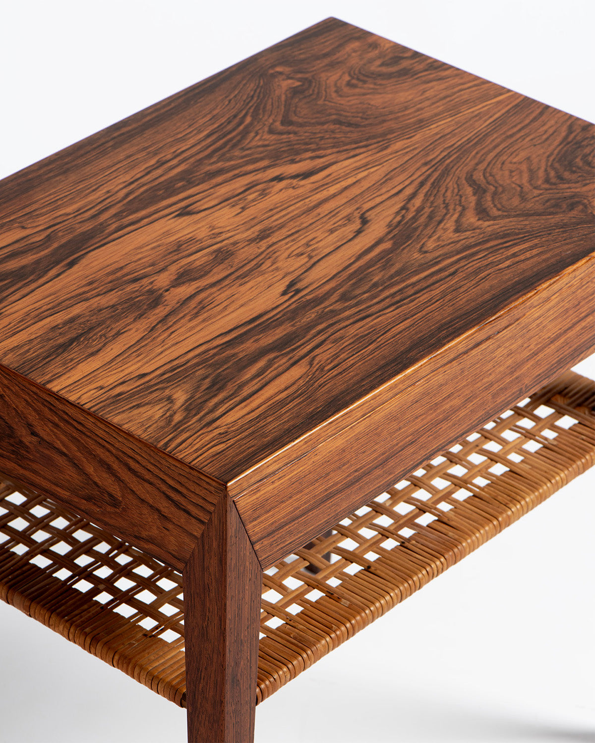 Bedside Table with Cane Shelf